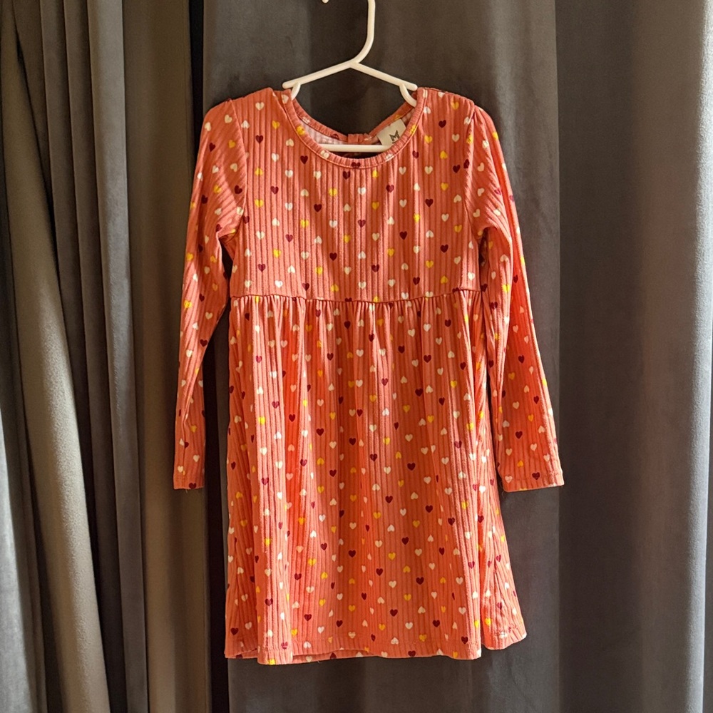 Girls' Heart Patterned Long Sleeve Dress